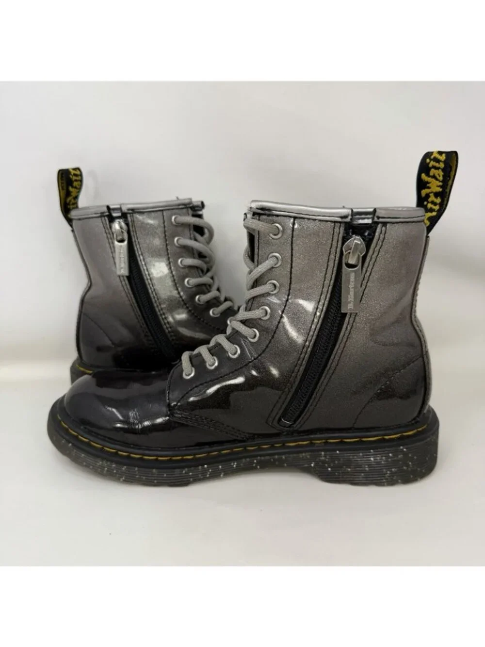 Dr. Martens 1460 Gradient Glitter Patent Leather Boots Black Youth Size 2